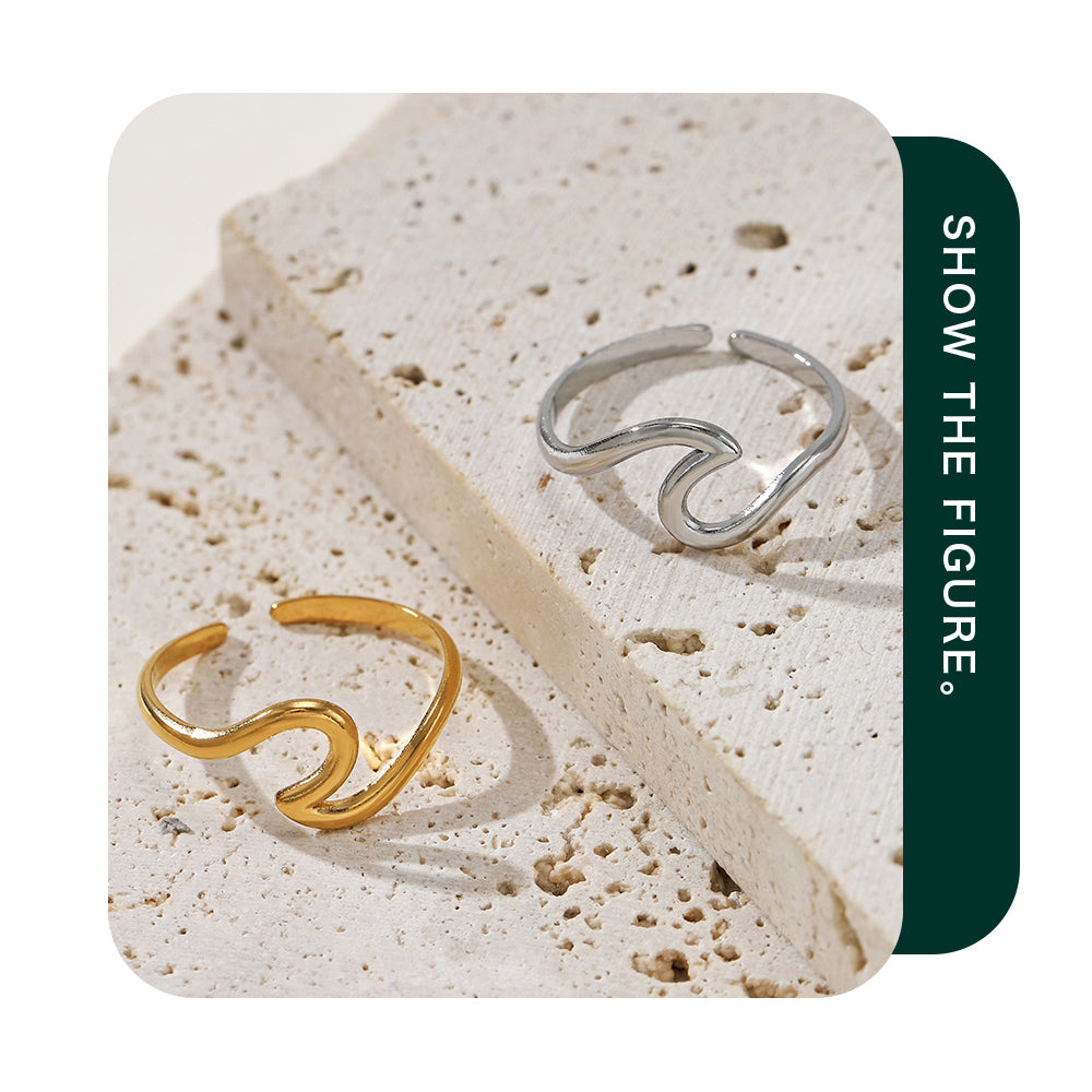simple style geometric stainless steel plating 18k gold plated open ring