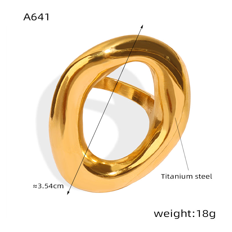 casual simple style commute solid color titanium steel plating hollow out 18k gold plated rings
