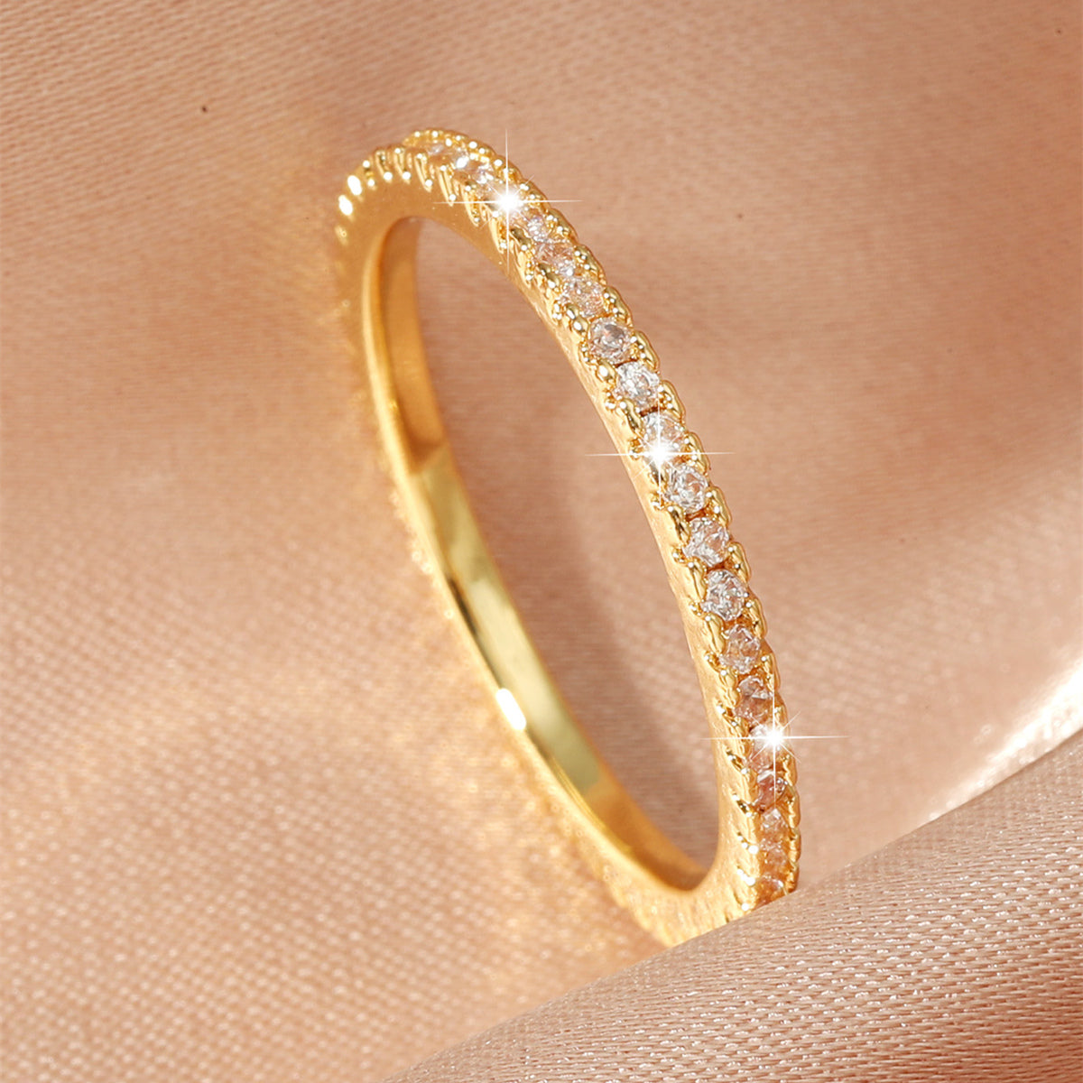 retro printing copper zircon rings