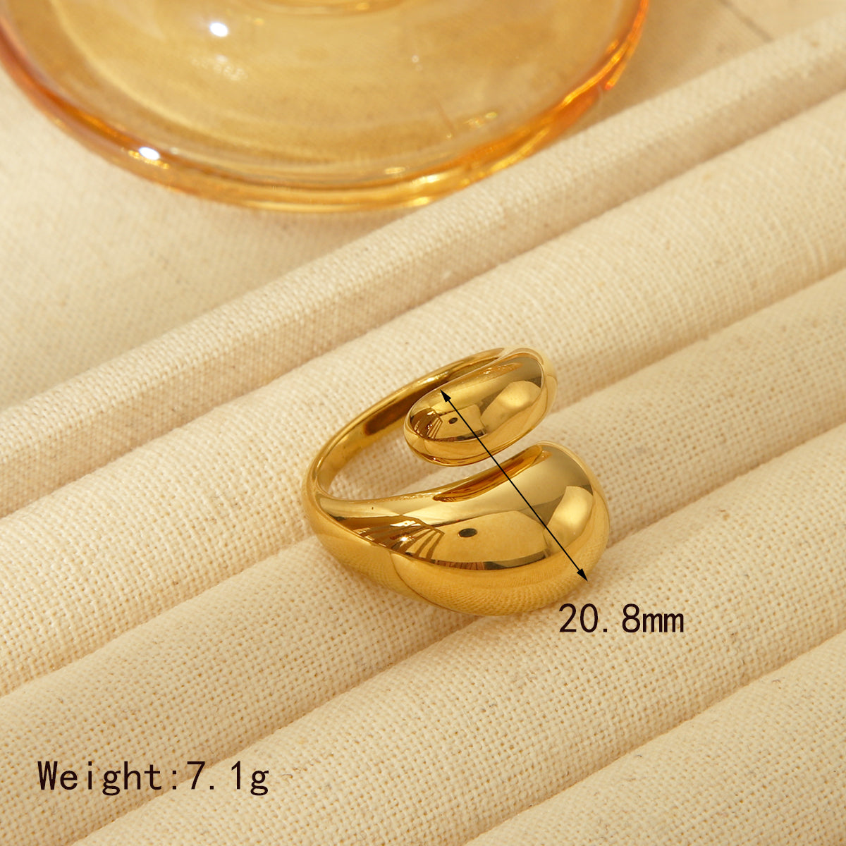 Basic Commute Solid Color 304 Stainless Steel 14K Gold Plated Open Rings In Bulk