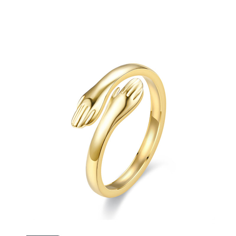 fashion plant heart shape snake titanium steel open ring