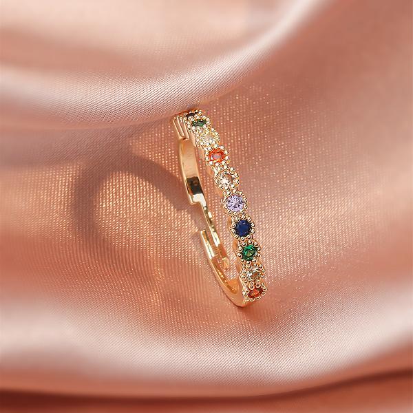 retro printing copper zircon rings