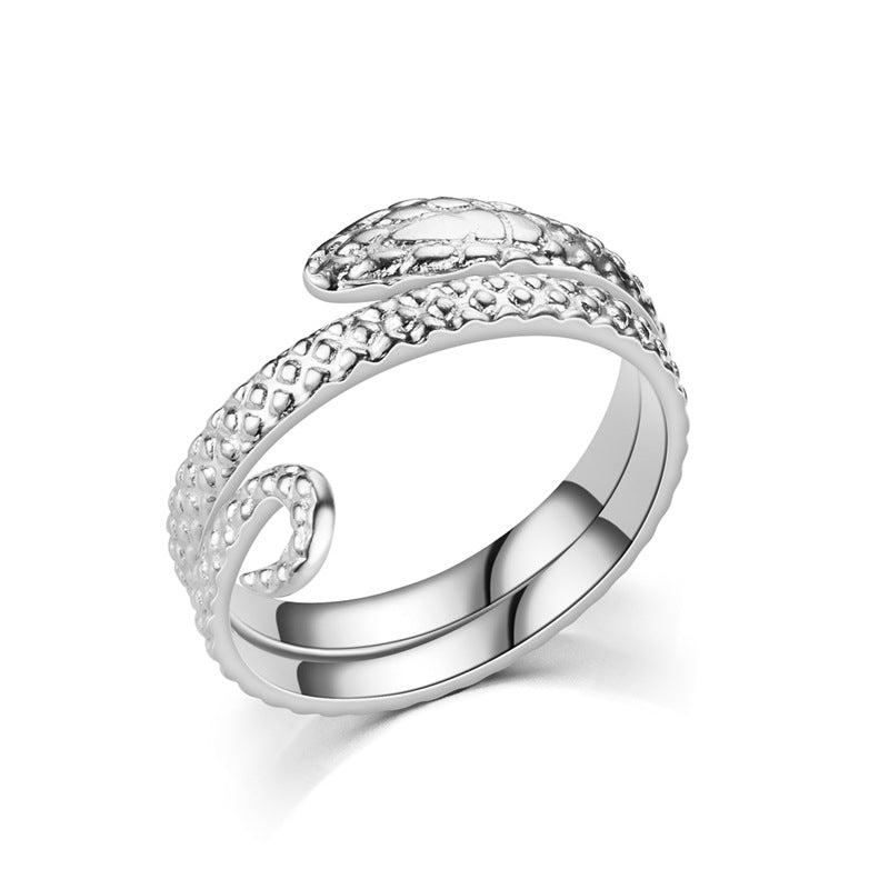 fashion plant heart shape snake titanium steel open ring