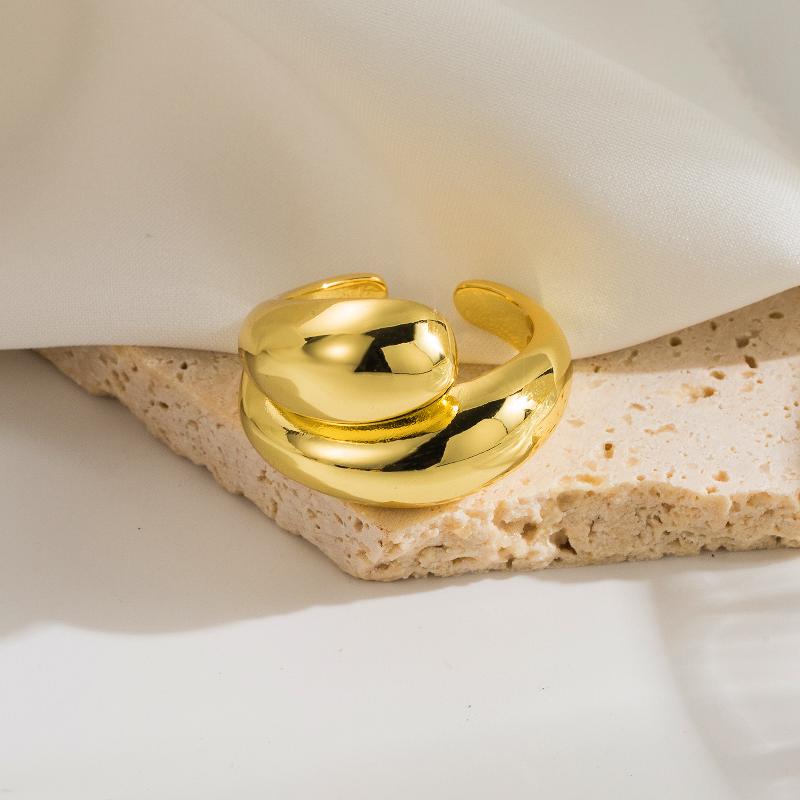 simple style irregular heart shape copper plating 18k gold plated open rings