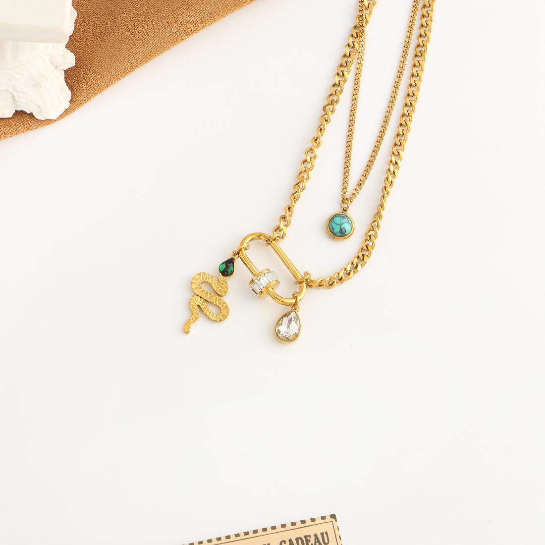 304 Stainless Steel 18K Gold Plated Sweet Streetwear Plating Inlay Flower Butterfly Shell Double Layer Necklaces