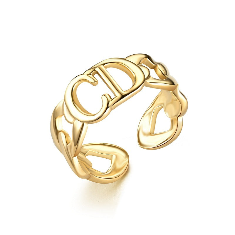 fashion plant heart shape snake titanium steel open ring