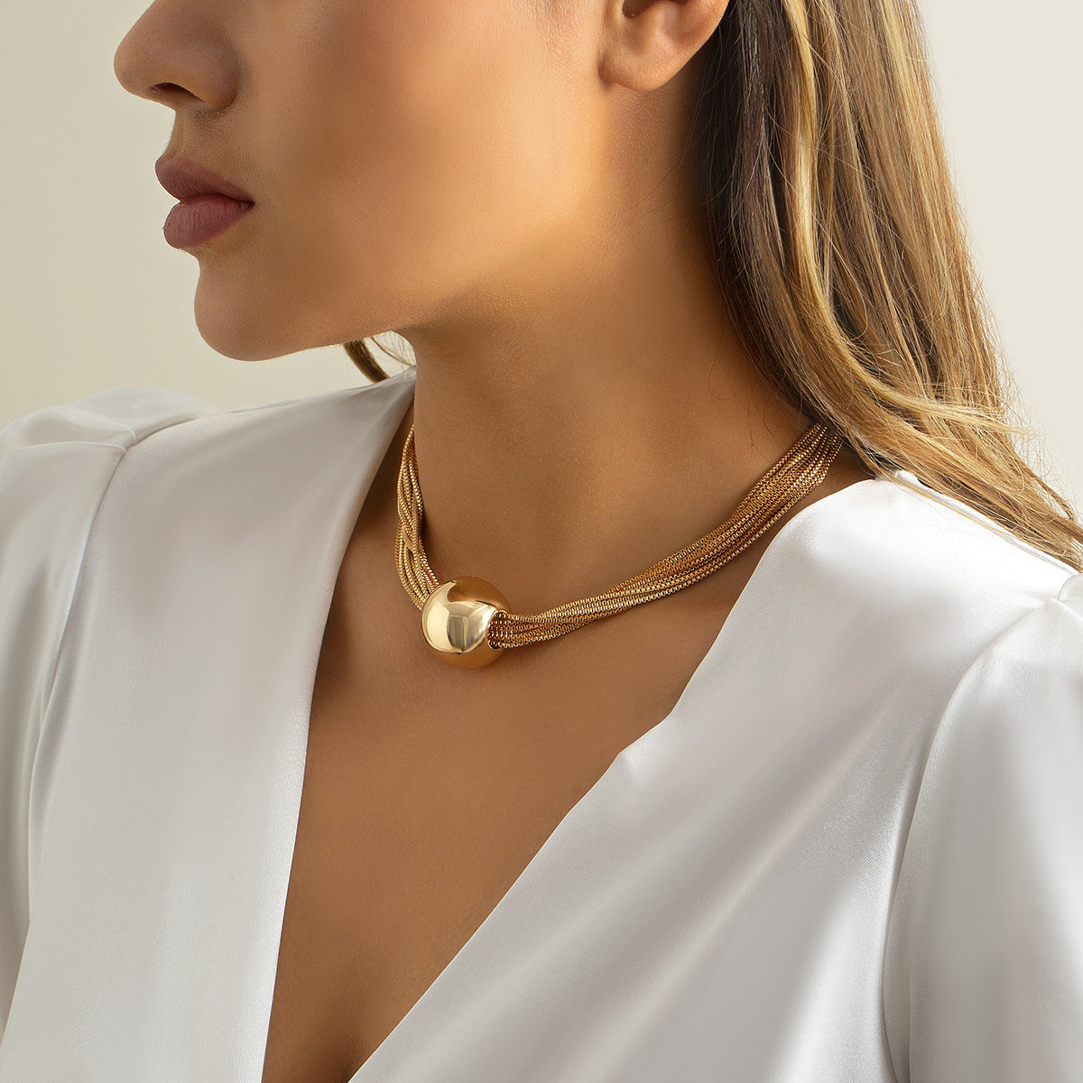 exaggerated ball titanium steel polishing chain choker