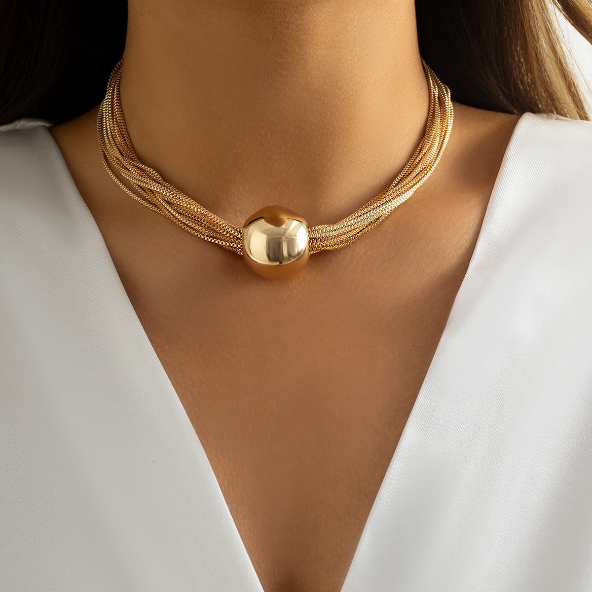 exaggerated ball titanium steel polishing chain choker