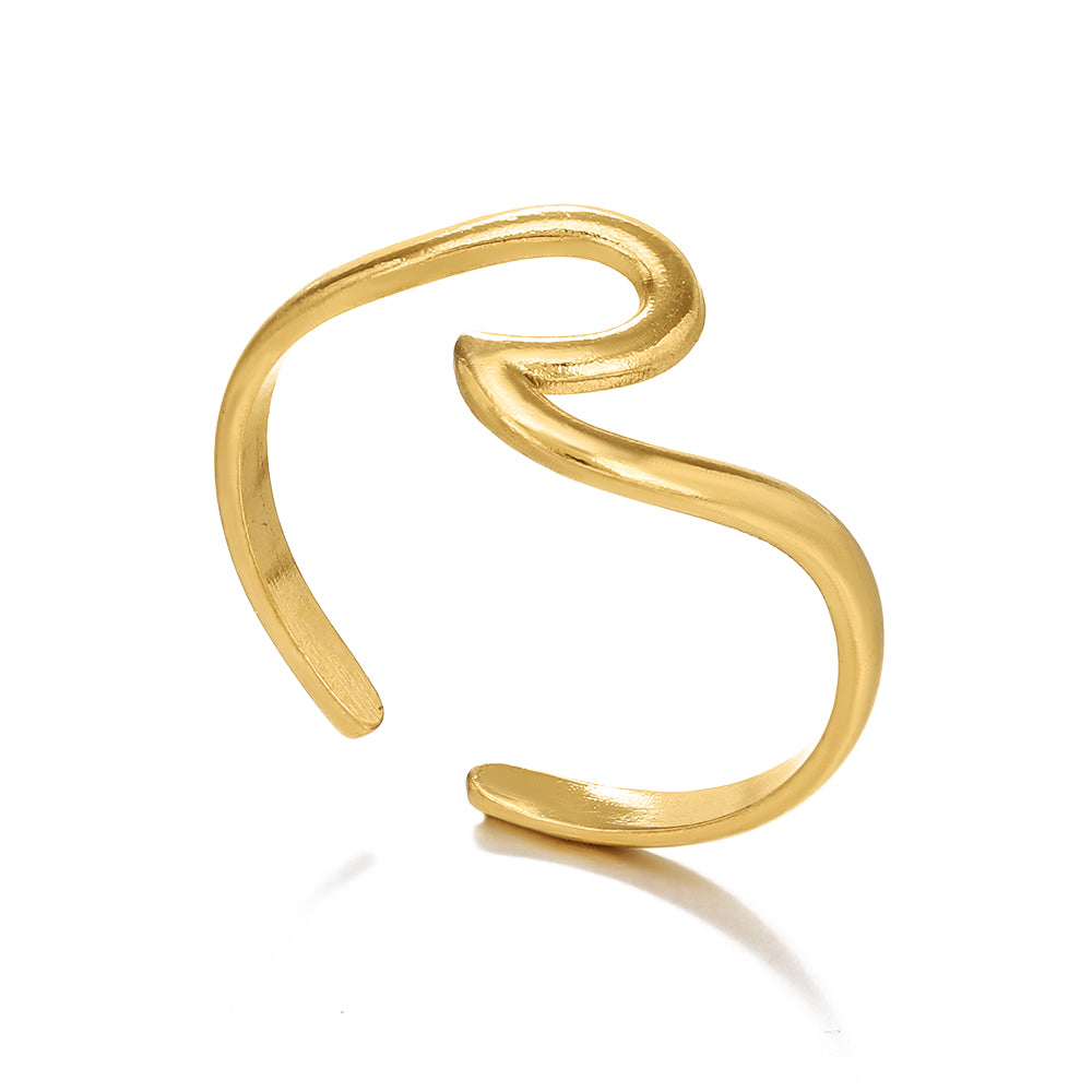 simple style geometric stainless steel plating 18k gold plated open ring