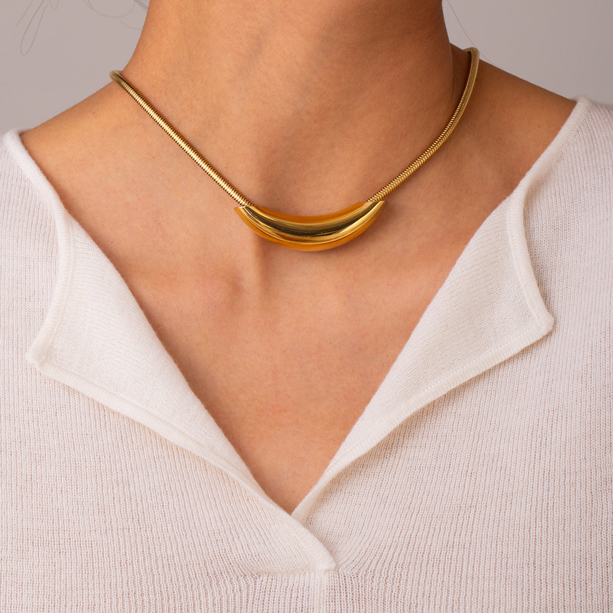 304 Stainless Steel Simple Style Classic Style Plating Solid Color Choker
