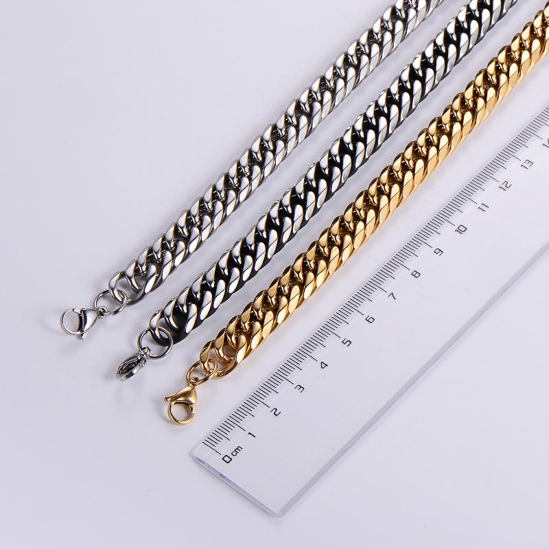 hip-hop rock solid color stainless steel polishing plating 18k gold plated men's long necklace