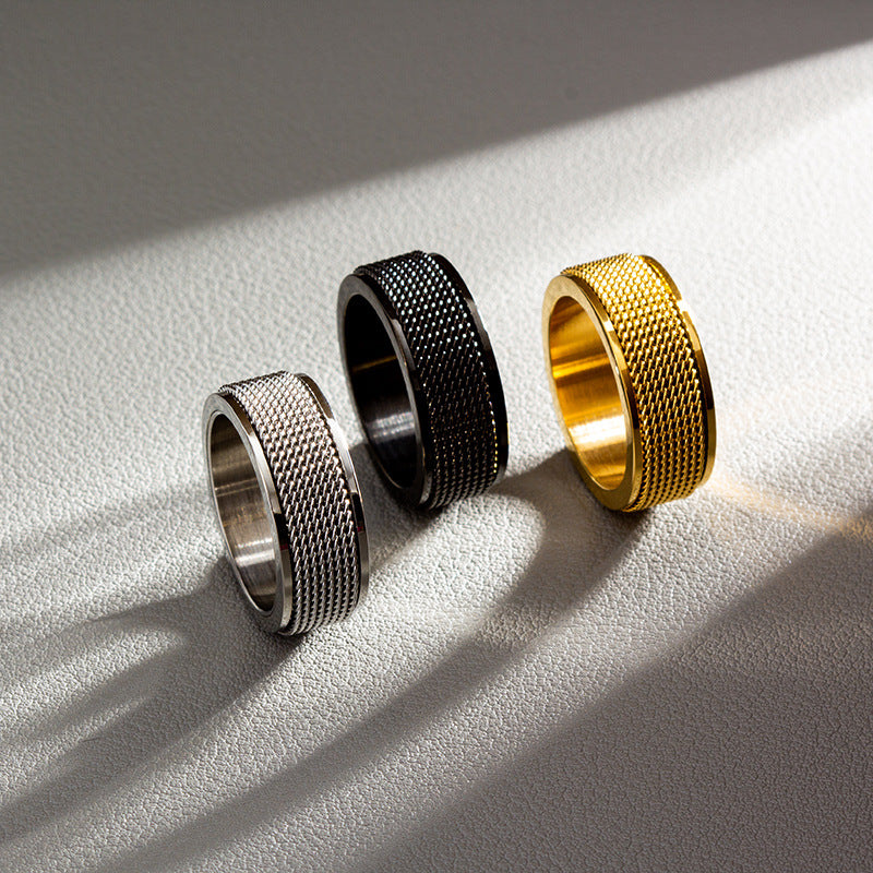 basic modern style geometric titanium steel plating men's rings