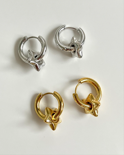 1 Pair Casual Cute Classic Style Pentagram Heart Shape Plating Hollow Out 304 Stainless Steel Titanium Steel 18K Gold Plated Hoop Earrings