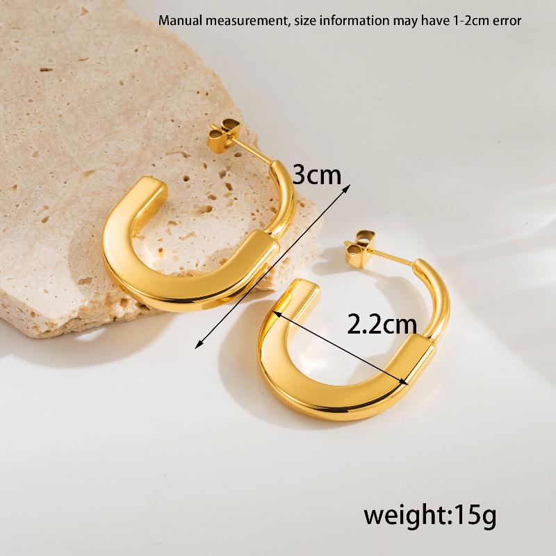 1 pair casual vintage style c shape plating stainless steel 18k gold plated drop earrings