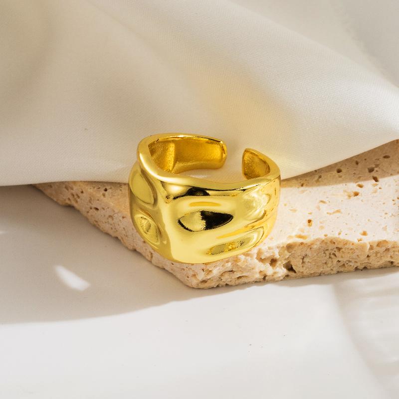 simple style irregular heart shape copper plating 18k gold plated open rings