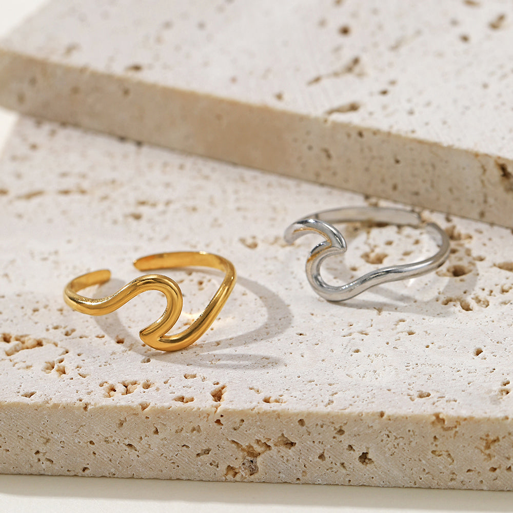simple style geometric stainless steel plating 18k gold plated open ring