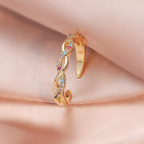 retro printing copper zircon rings