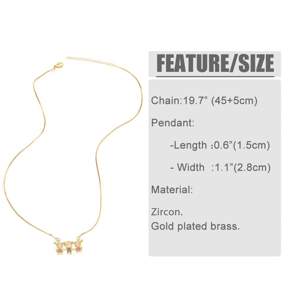 ig style cute human stainless steel copper plating inlay zircon 18k gold plated pendant necklace