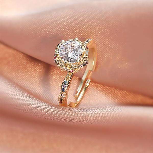 retro printing copper zircon rings