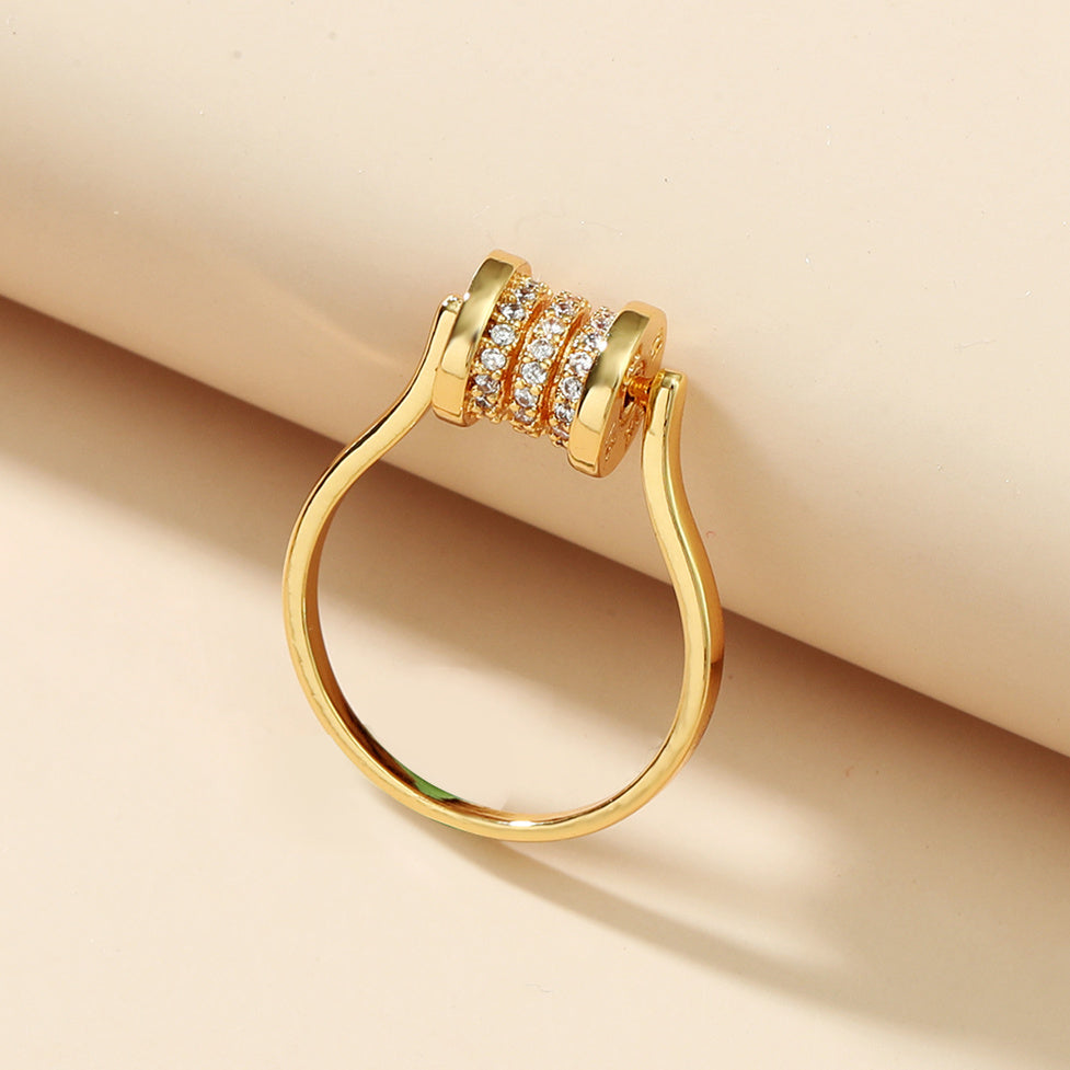 retro printing copper zircon rings