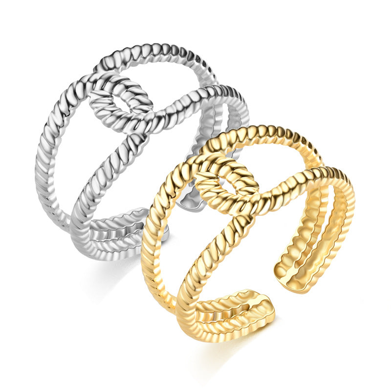 fashion plant heart shape snake titanium steel open ring