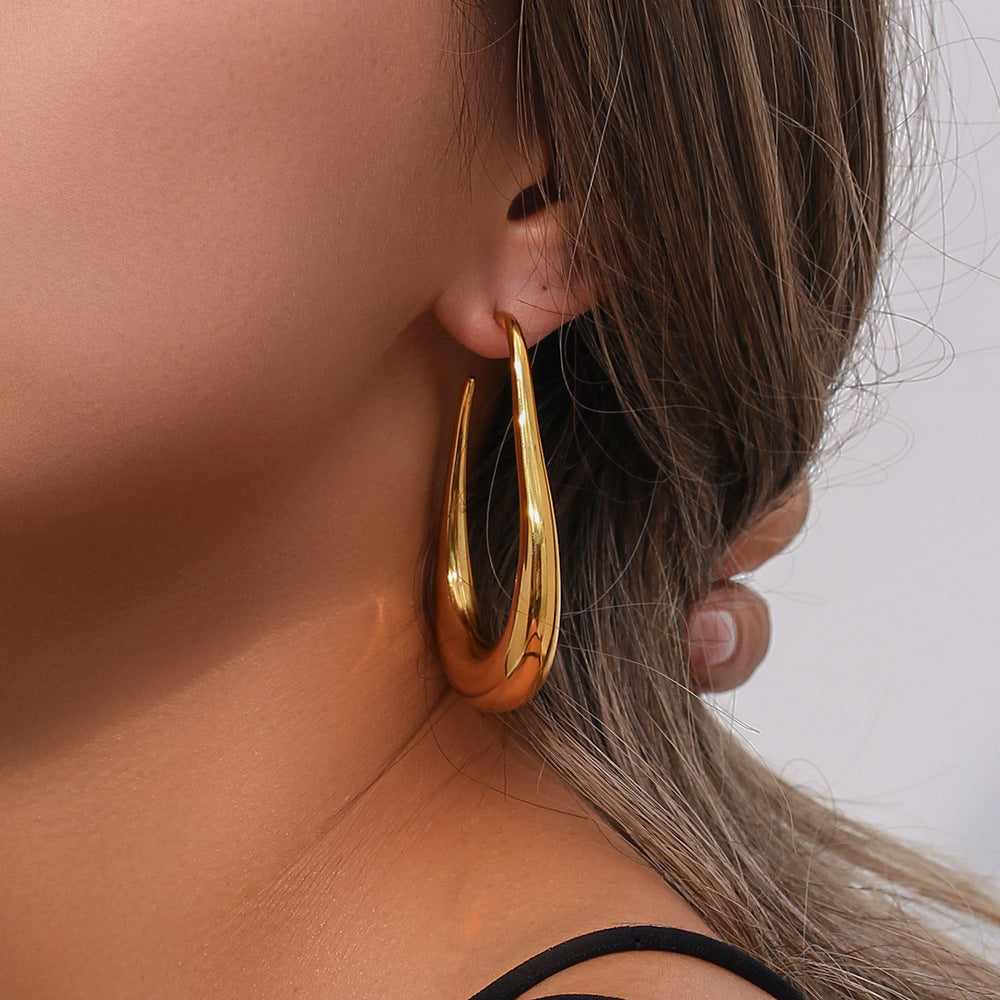 1 pair fashion geometric plating stainless steel ear studs