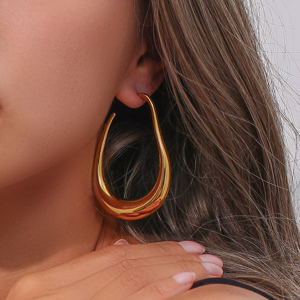 1 pair fashion geometric plating stainless steel ear studs