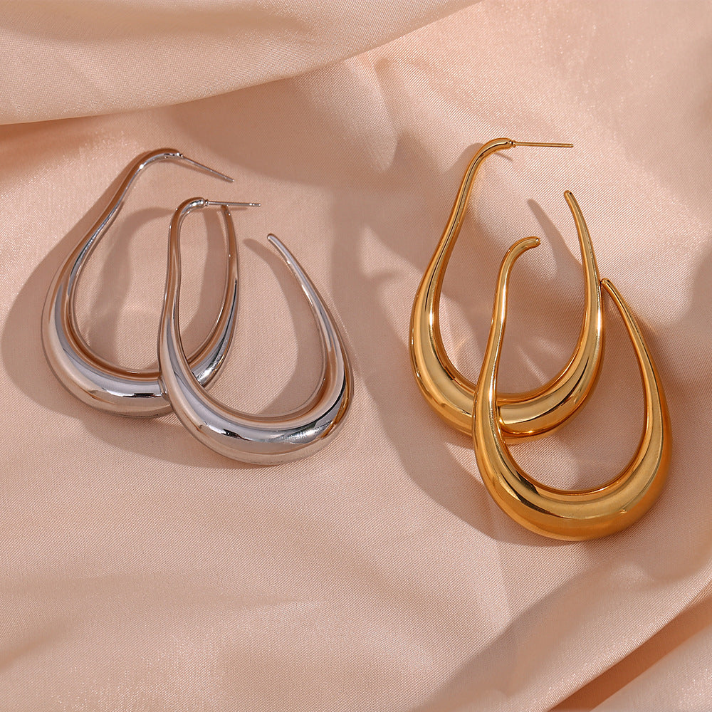 1 pair fashion geometric plating stainless steel ear studs