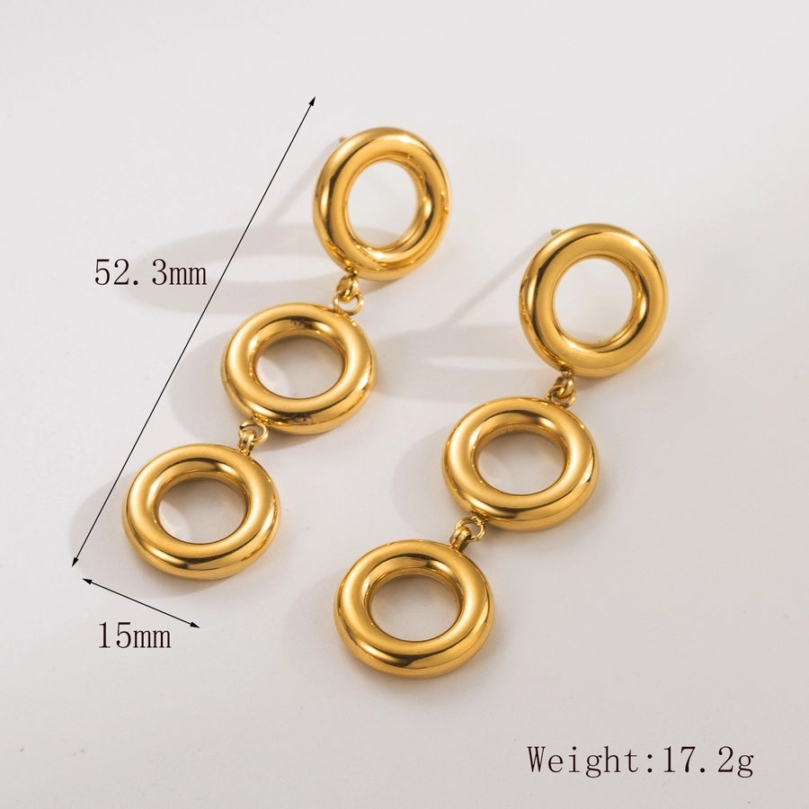 1 Pair Exaggerated Simple Style Commute Circle Solid Color Hollow Out 304 Stainless Steel 18K Gold Plated Drop Earrings
