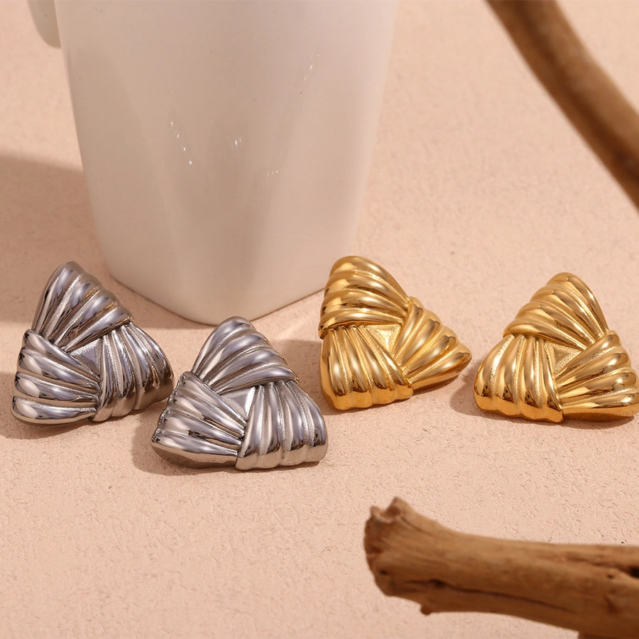 1 Pair Retro Exaggerated Classic Style Triangle Plating 304 Stainless Steel 18K Gold Plated Ear Studs