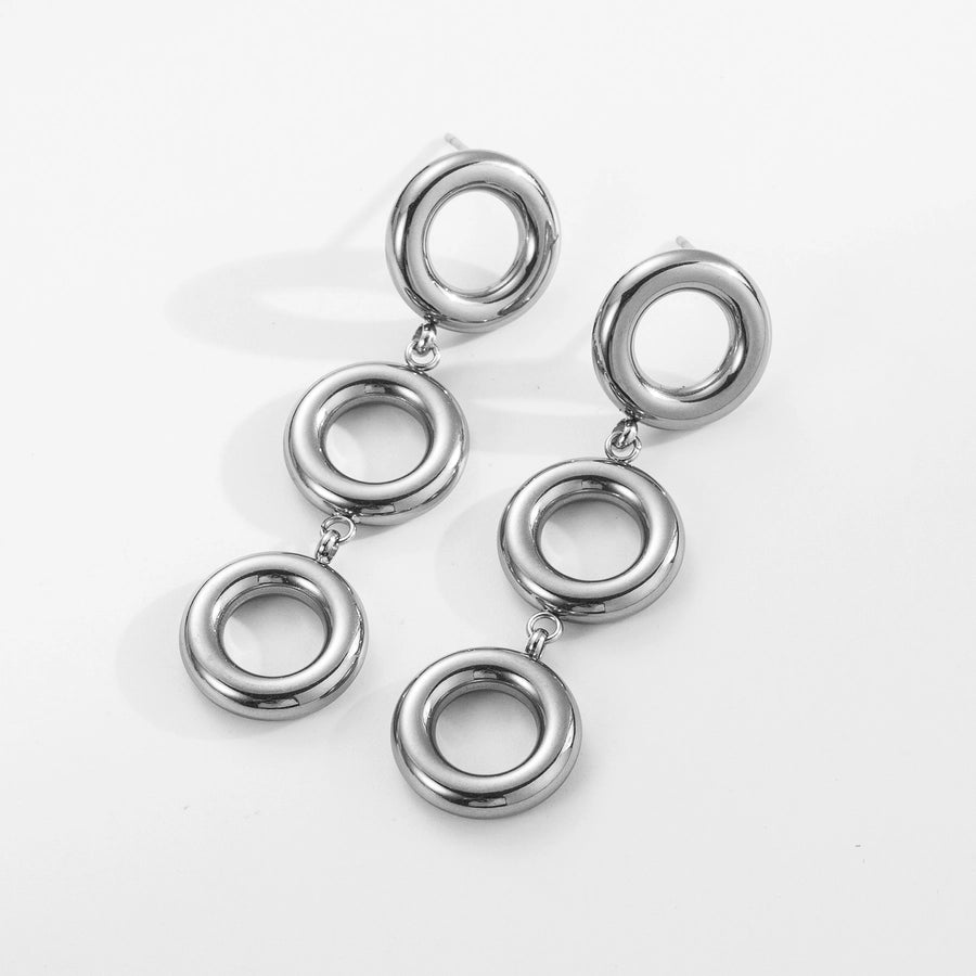 1 Pair Exaggerated Simple Style Commute Circle Solid Color Hollow Out 304 Stainless Steel 18K Gold Plated Drop Earrings