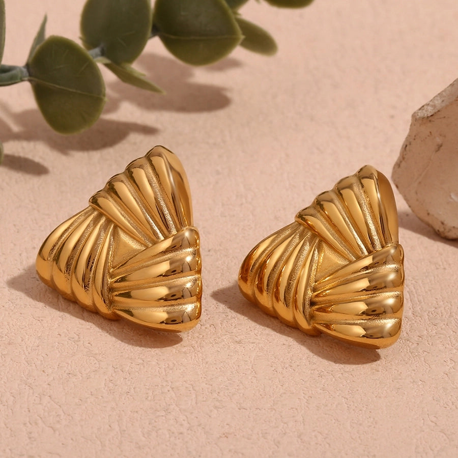 1 Pair Retro Exaggerated Classic Style Triangle Plating 304 Stainless Steel 18K Gold Plated Ear Studs