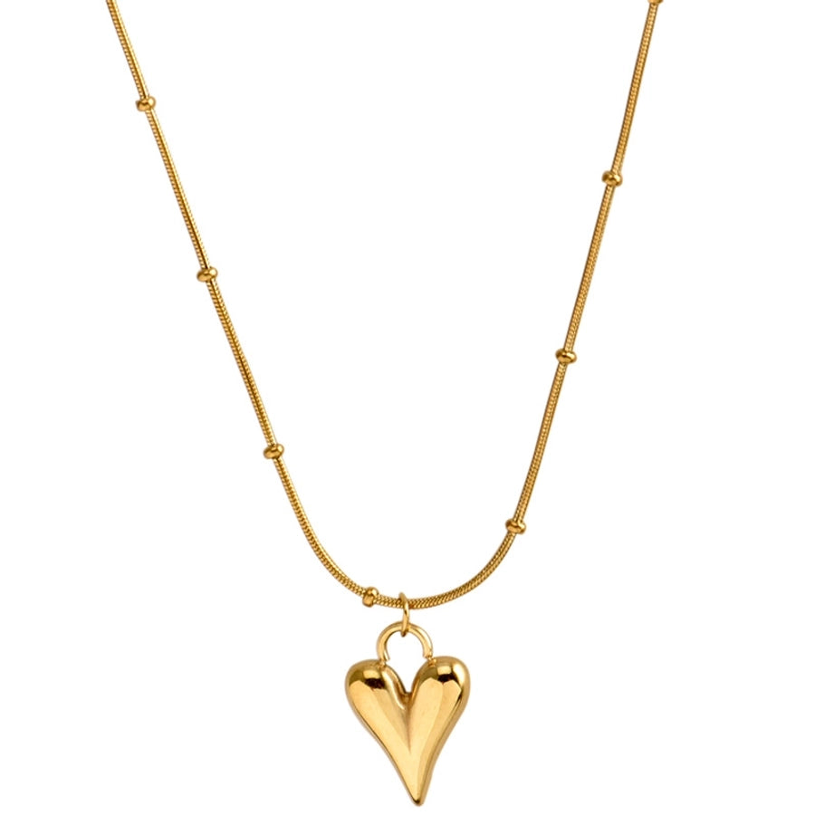 304 Stainless Steel 18K Gold Plated Casual Simple Style Plating Heart Shape Pendant Necklace
