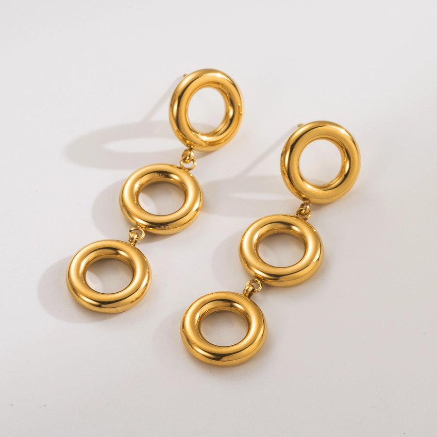 1 Pair Exaggerated Simple Style Commute Circle Solid Color Hollow Out 304 Stainless Steel 18K Gold Plated Drop Earrings