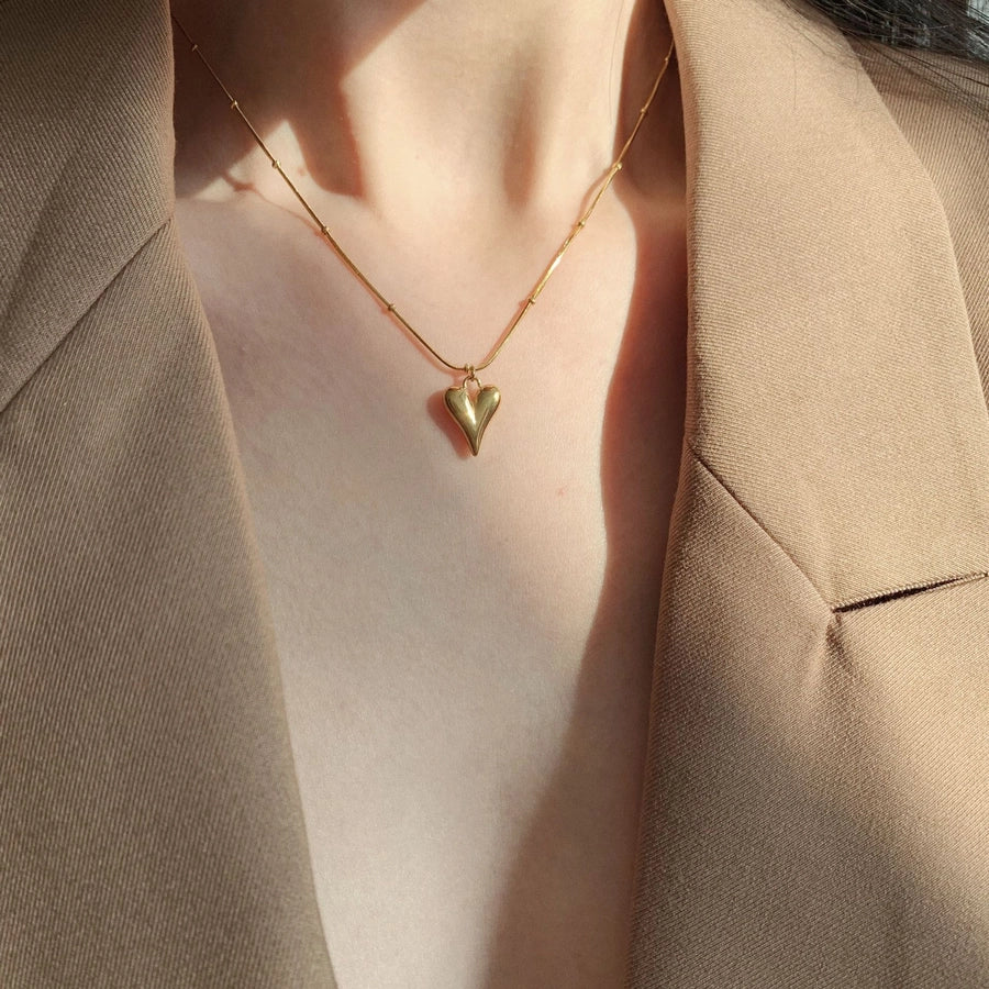 304 Stainless Steel 18K Gold Plated Casual Simple Style Plating Heart Shape Pendant Necklace