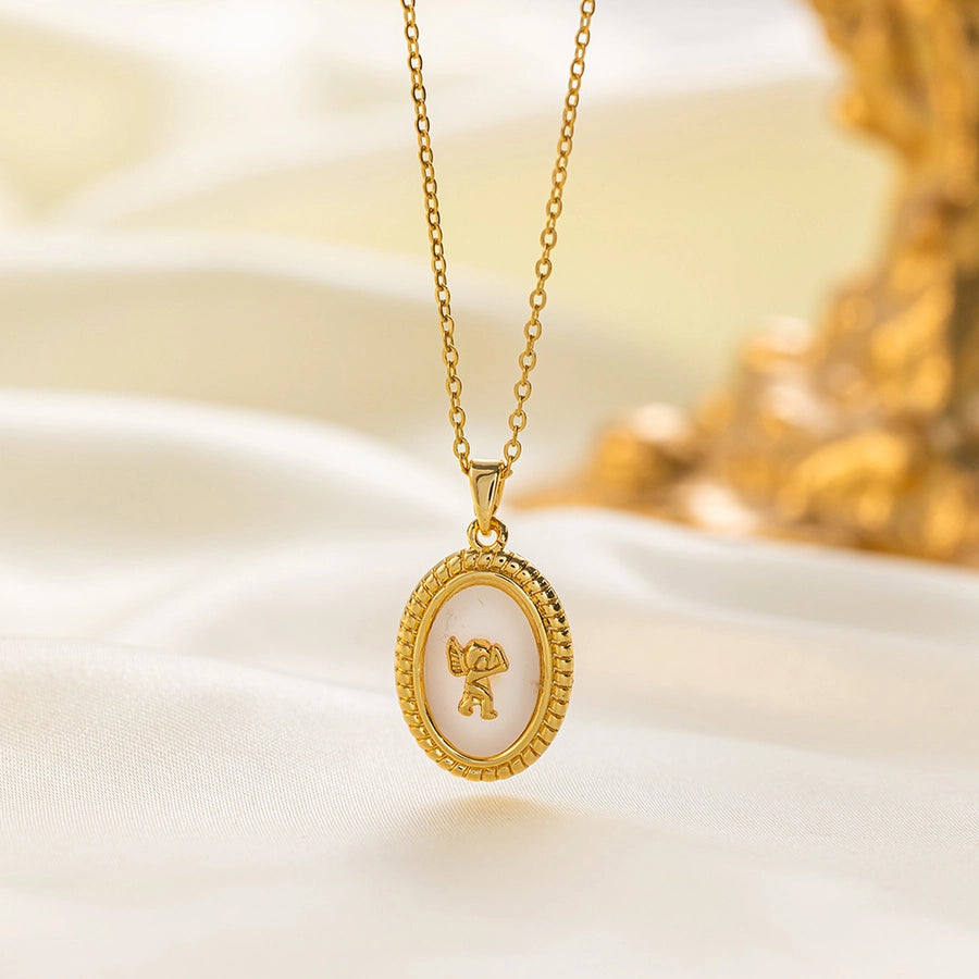 304 Stainless Steel 18K Gold Plated Casual Simple Style Commute Inlay Dolphin Flower Butterfly Acrylic Artificial Rhinestones Pendant Necklace