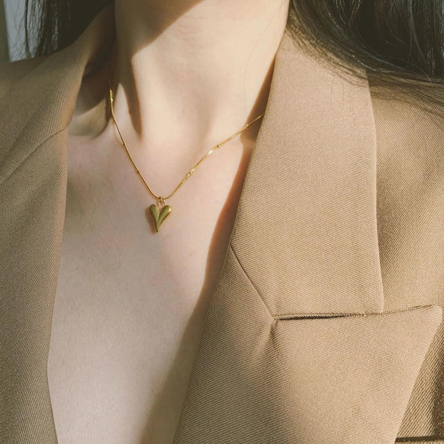 304 Stainless Steel 18K Gold Plated Casual Simple Style Plating Heart Shape Pendant Necklace
