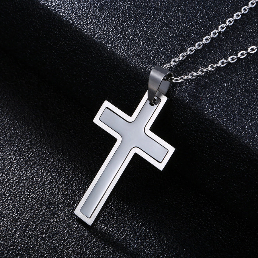 retro cross stainless steel plating pendant necklace 1 piece