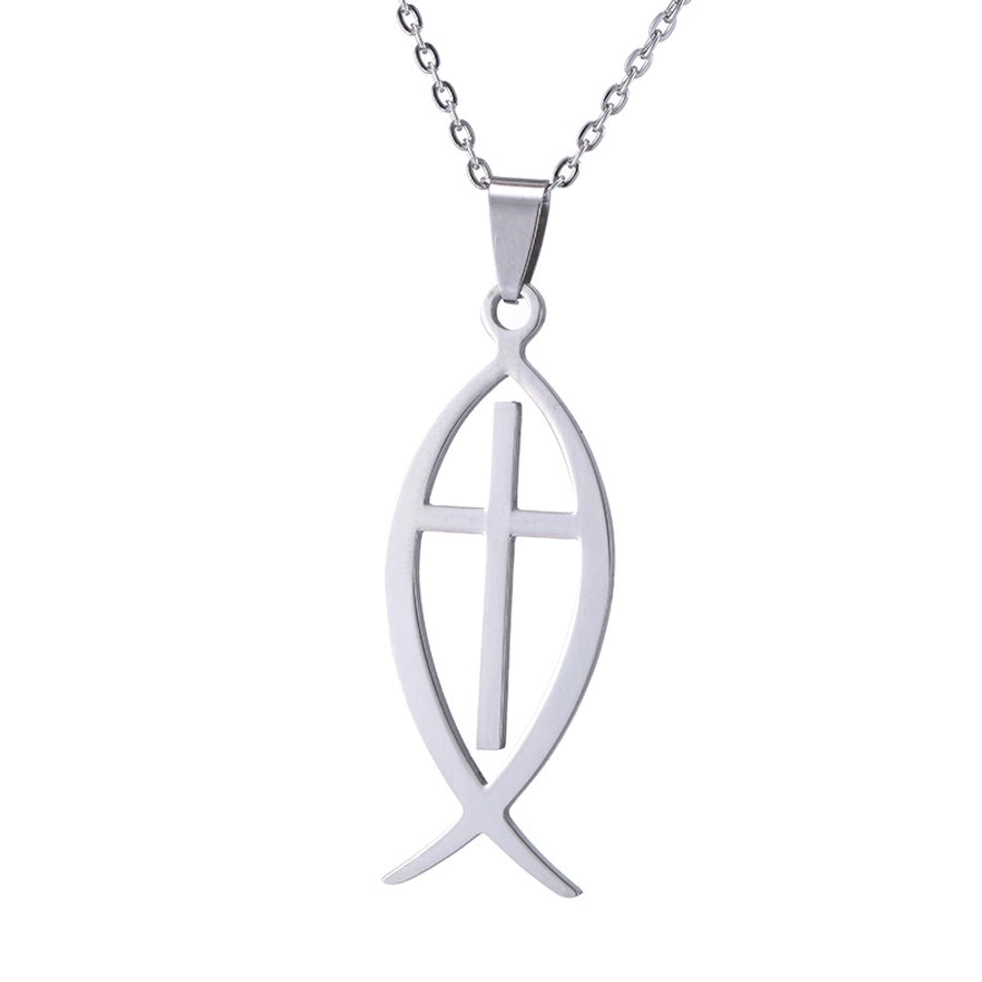 retro cross stainless steel plating pendant necklace 1 piece