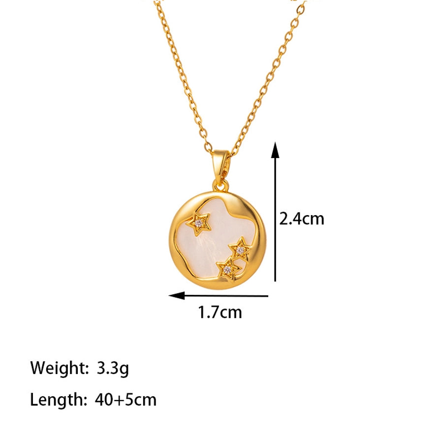 304 Stainless Steel 18K Gold Plated Casual Simple Style Commute Inlay Dolphin Flower Butterfly Acrylic Artificial Rhinestones Pendant Necklace