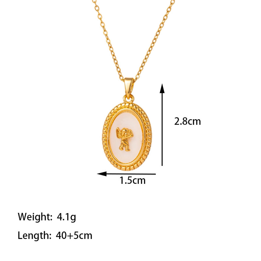 304 Stainless Steel 18K Gold Plated Casual Simple Style Commute Inlay Dolphin Flower Butterfly Acrylic Artificial Rhinestones Pendant Necklace