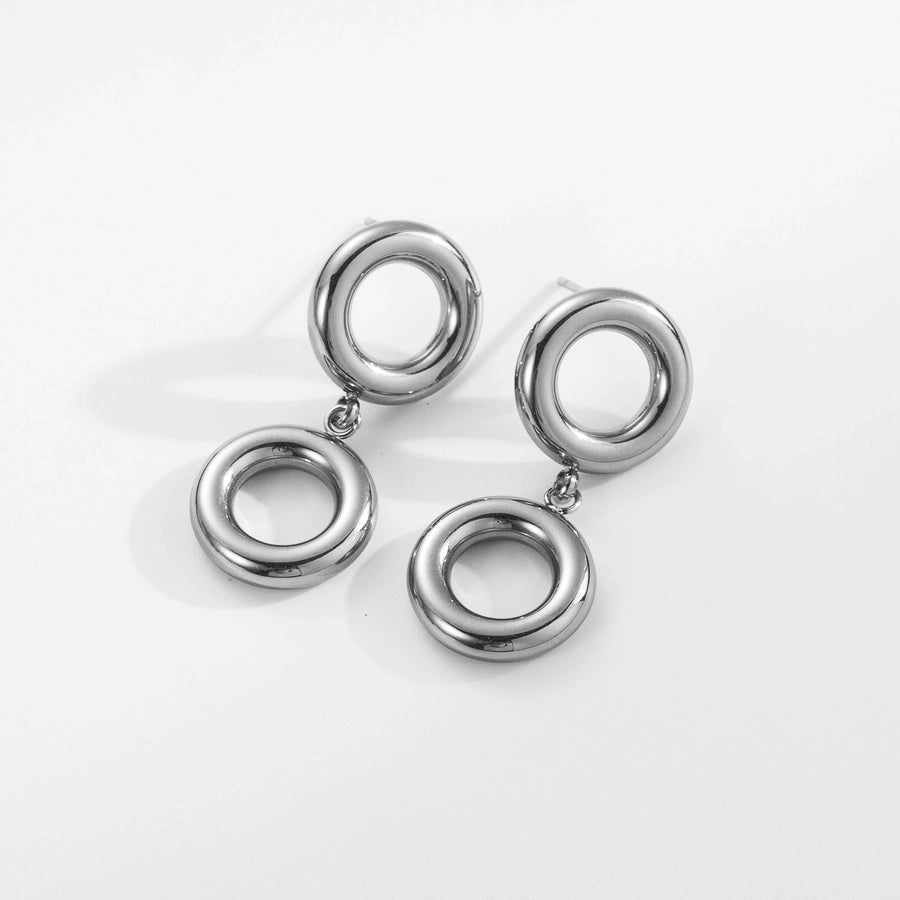 1 Pair Exaggerated Simple Style Commute Circle Solid Color Hollow Out 304 Stainless Steel 18K Gold Plated Drop Earrings
