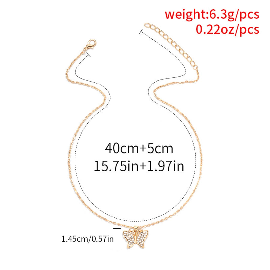 sweet animal butterfly zinc alloy inlay artificial rhinestones women's pendant necklace