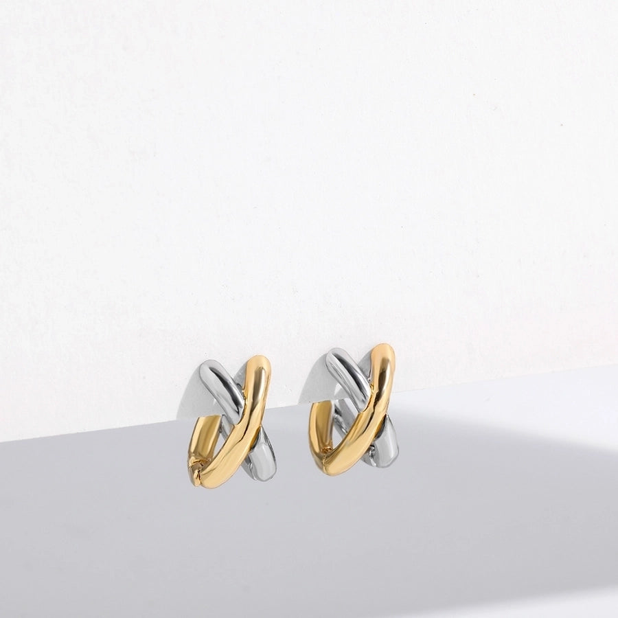 1 Pair Simple Style Classic Style Color Block Plating Copper Gold Plated Ear Studs