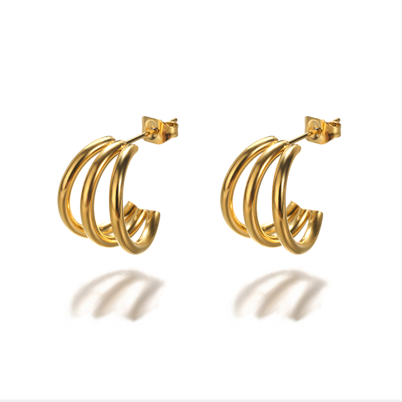 1 pair vintage style simple style c shape plating stainless steel 18k gold plated ear studs
