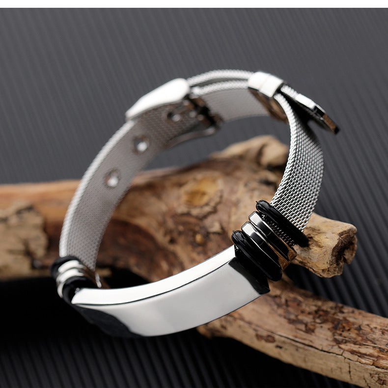 Simple Style Geometric Titanium Steel Plating Men'S wristband