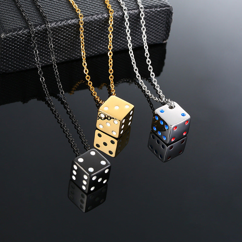 simple style dice stainless steel plating pendant necklace
