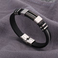 fashion solid color stainless steel silica gel plating men's bangle