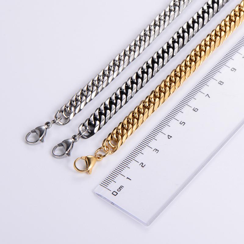 hip-hop rock solid color stainless steel polishing plating 18k gold plated men's long necklace