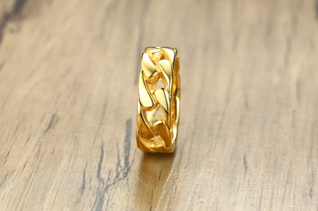 fashion geometric titanium steel plating men's rings